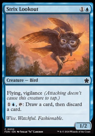 (052) Magic The Gathering Magic: The Gathering Foundations Single: Strix Lookout Holo Common