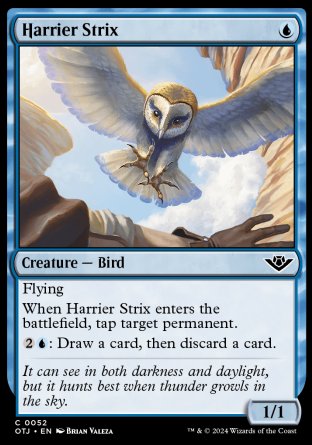 (052) Magic The Gathering Outlaws of Thunder Junction Single: Harrier Strix  Holo Common