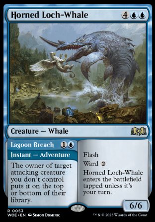 (053) Magic The Gathering Wilds of Eldraine Single: Horned Loch-Whale // Lagoon Breach Holo Rare