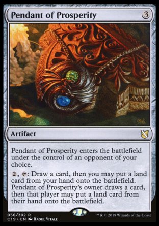 (056) Magic The Gathering Commander 2019 Single: Pendant of Prosperity  Rare