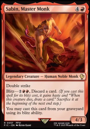 (057) Magic The Gathering Commander: Magic: The Gathering - FINAL FANTASY: Collector's Edition Single: Sabin, Master Monk Holo Rare