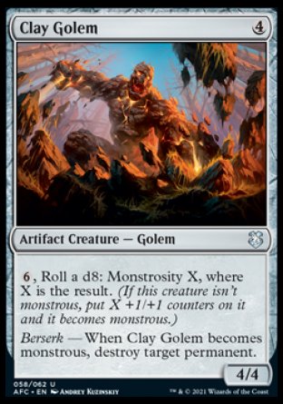 (058) Magic The Gathering Commander: Adventures in the Forgotten Realms Single: Clay Golem  Uncommon