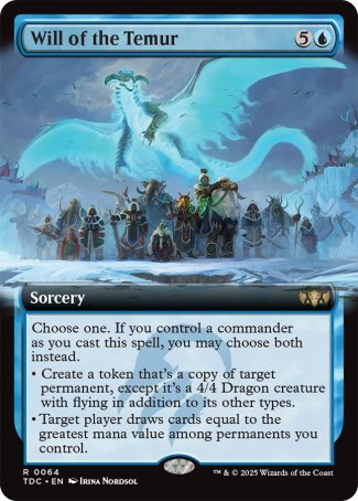 (064) Magic The Gathering Commander: Tarkir: Dragonstorm: Extras Single: Will of the Temur  Rare