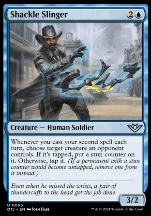 (065) Magic The Gathering Outlaws of Thunder Junction Single: Shackle Slinger  Holo Uncommon
