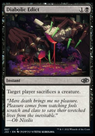 (067) Magic The Gathering Jumpstart 2022 Single: Diabolic Edict  Common