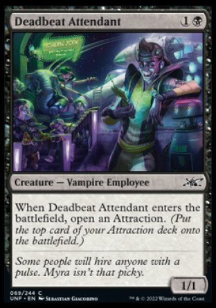 (069) Magic The Gathering Unfinity Single: Deadbeat Attendant Holo Common