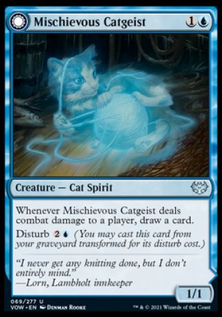 (069) Magic The Gathering Innistrad: Crimson Vow Single: Mischievous Catgeist // Catlike Curiosity Holo Uncommon