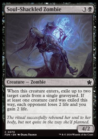 (070) Magic The Gathering Magic: The Gathering Foundations Single: Soul-Shackled Zombie Holo Common