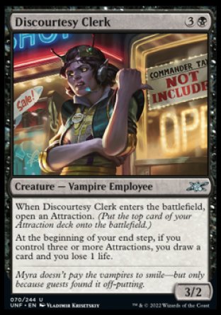 (070) Magic The Gathering Unfinity Single: Discourtesy Clerk  Uncommon