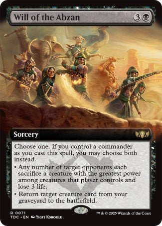 (071) Magic The Gathering Commander: Tarkir: Dragonstorm: Extras Single: Will of the Abzan  Rare