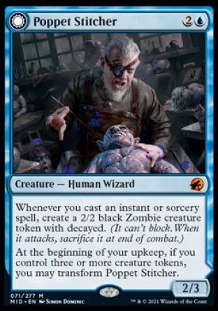 (071) Magic The Gathering Innistrad: Midnight Hunt Single: Poppet Stitcher // Poppet Factory  Mythic