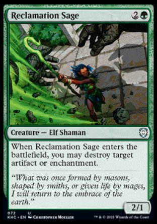 (072) Magic The Gathering Commander: Kaldheim Single: Reclamation Sage  Uncommon