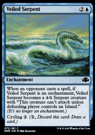 (072) Magic The Gathering Dominaria Remastered Single: Veiled Serpent Holo Common
