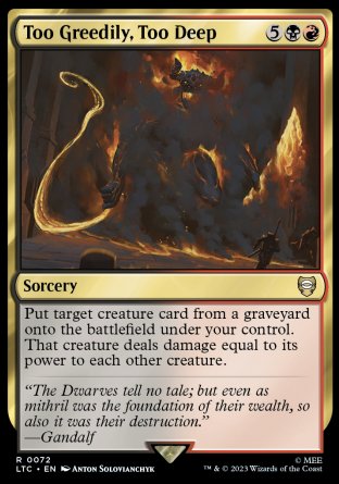 (072) Magic The Gathering Commander: The Lord of the Rings: Tales of Middle-earth Single: Too Greedily, Too Deep  Rare