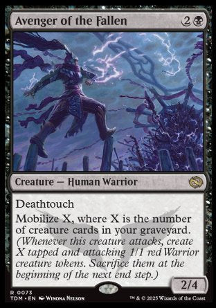 (073) Magic The Gathering Tarkir: Dragonstorm: Promos Single: Avenger of the Fallen (V.1)  Holo Rare