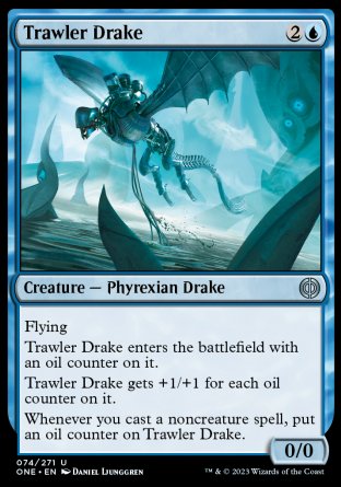 (074) Magic The Gathering Phyrexia: All Will Be One Single: Trawler Drake Holo Uncommon
