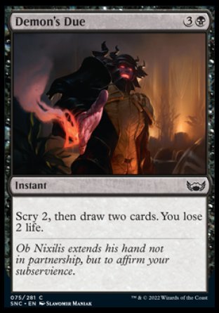 (075) Magic The Gathering Streets of New Capenna Single: Demon's Due  Common