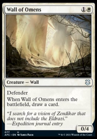 (077) Magic The Gathering Commander: Adventures in the Forgotten Realms Single: Wall of Omens  Uncommon
