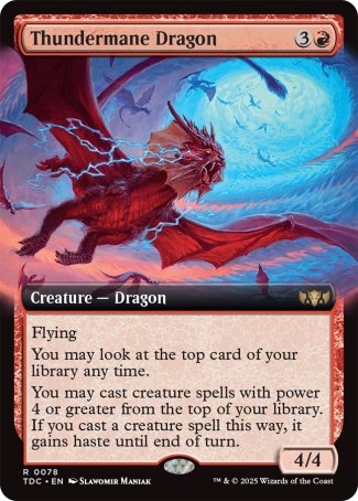 (078) Magic The Gathering Commander: Tarkir: Dragonstorm: Extras Single: Thundermane Dragon  Rare