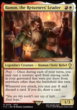 (078) Magic The Gathering Commander: Magic: The Gathering - FINAL FANTASY: Collector's Edition Single: Banon, the Returners' Leader Holo Rare