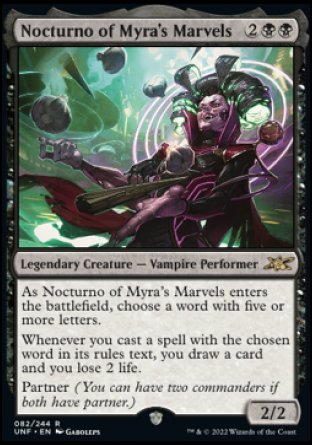 (082) Magic The Gathering Unfinity Single: Nocturno of Myra's Marvels Holo Rare