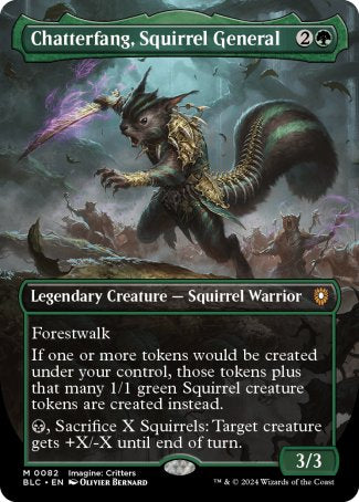 (082) Magic The Gathering Commander: Bloomburrow: Extras Single: Chatterfang, Squirrel General (V.1) Holo Mythic