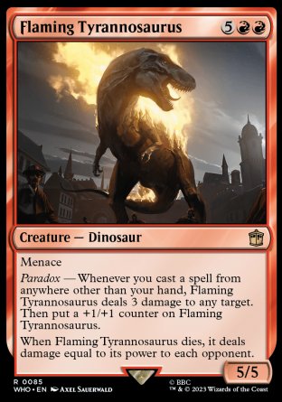 (085) Magic The Gathering Universes Beyond: Doctor Who Single: Flaming Tyrannosaurus  Rare