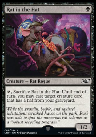(086) Magic The Gathering Unfinity Single: Rat in the Hat Holo Common