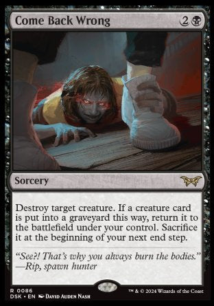 (086) Magic The Gathering Duskmourn: House of Horror Single: Come Back Wrong Holo Rare