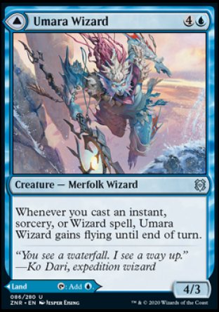 (086/280) Magic The Gathering Zendikar Rising Single: Umara Wizard // Umara Skyfalls Holo Uncommon