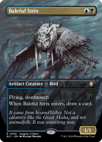 (086) Magic The Gathering Commander: Bloomburrow: Extras Single: Baleful Strix Holo Rare
