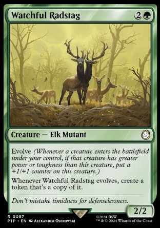 (087) Magic The Gathering Universes Beyond: Fallout Single: Watchful Radstag  Holo Rare