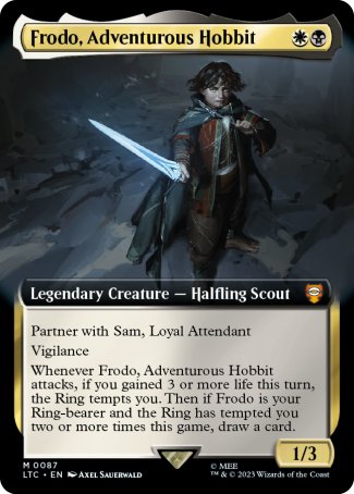 (087) Magic The Gathering Commander: The Lord of the Rings: Tales of Middle-earth: Extras Single: Frodo, Adventurous Hobbit (V.1) Holo Mythic