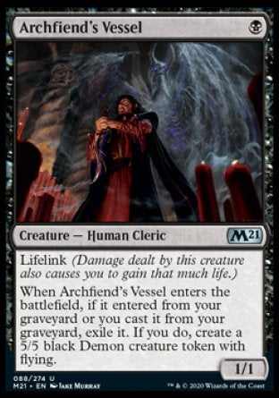 (088) Magic The Gathering Core 2021 Single: Archfiend's Vessel  Uncommon