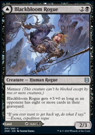 (091/280) Magic The Gathering Zendikar Rising Single: Blackbloom Rogue // Blackbloom Bog Holo Uncommon