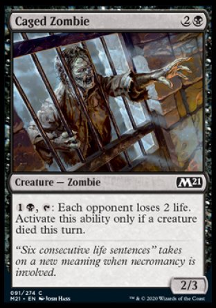 (091) Magic The Gathering Core 2021 Single: Caged Zombie  Common
