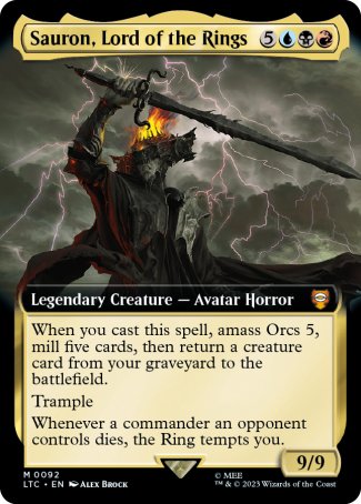 (092) Magic The Gathering Commander: The Lord of the Rings: Tales of Middle-earth: Extras Single: Sauron, Lord of the Rings (V.1)  Mythic