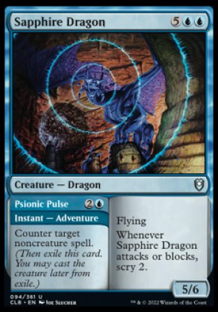 (094) Magic The Gathering Commander Legends: Battle for Baldur's Gate Single: Sapphire Dragon // Psionic Pulse  Uncommon