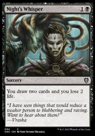 (094) Magic The Gathering Commander: Phyrexia: All Will Be One Single: Night's Whisper  Common