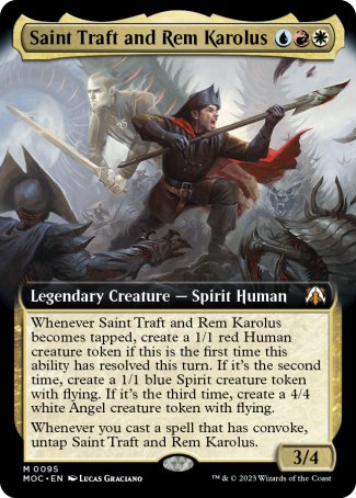 (095) Magic The Gathering Commander: March of the Machine: Extras Single: Saint Traft and Rem Karolus Holo Mythic
