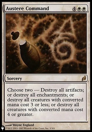 (003) Magic The Gathering The List Single: Austere Command  Rare