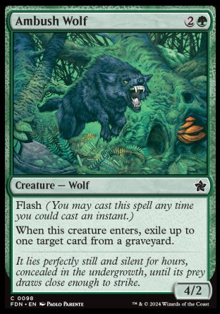 (098) Magic The Gathering Magic: The Gathering Foundations Single: Ambush Wolf Holo Common
