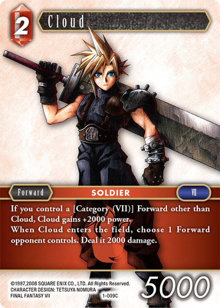 (009) Final Fantasy TCG Opus I Single: Cloud (1-009) Holo Common