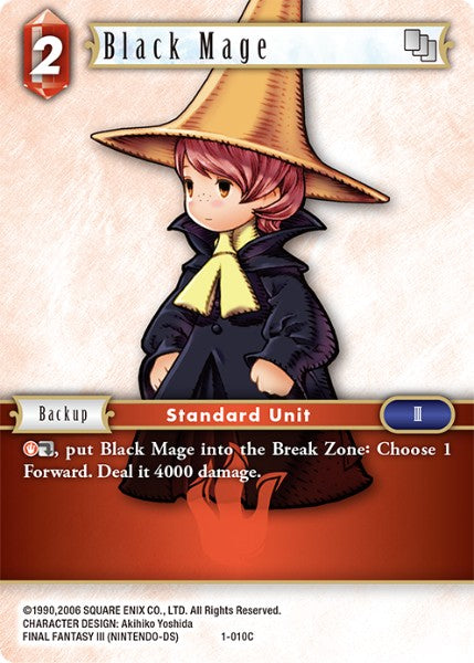 (010) Final Fantasy TCG Opus I Single: Black Mage (1-010) Holo Common