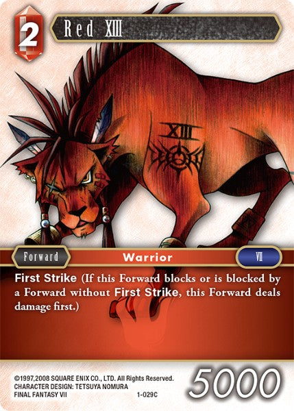 (029) Final Fantasy TCG Opus I Single: Red XIII (1-029)  Common