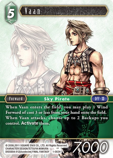 (063) Final Fantasy TCG Opus I Single: Vaan (1-063) Holo Hero