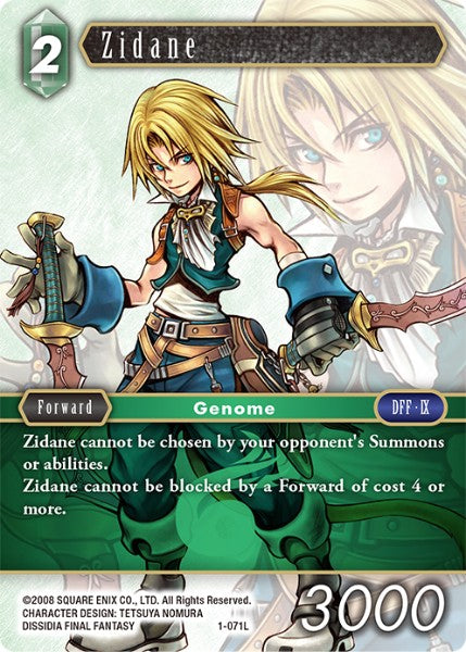 (071) Final Fantasy TCG Opus I Single: Zidane (1-071) Holo Legend