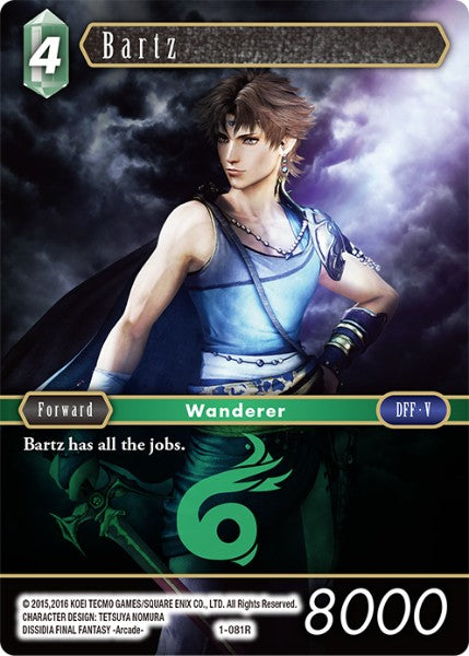(081) Final Fantasy TCG Opus I Single: Bartz (1-081)  Rare