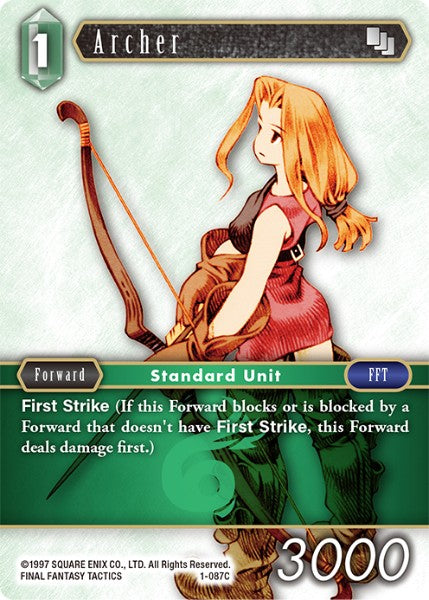 (087) Final Fantasy TCG Opus I Single: Archer (1-087)  Common