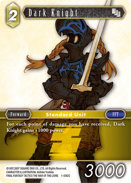 (092) Final Fantasy TCG Opus I Single: Dark Knight (1-092) Holo Common